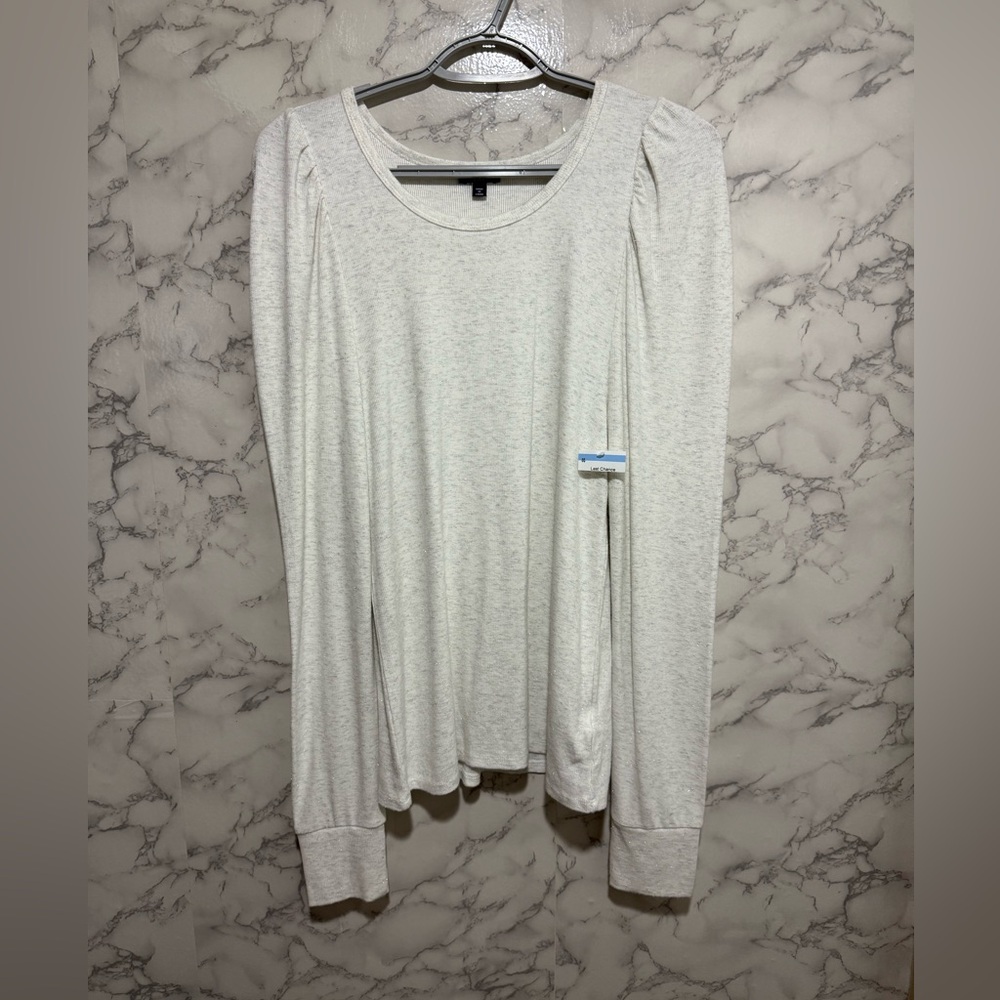 NEW Splendid Soft Cream Long Sleeve Top L